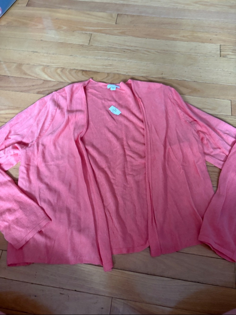 J Jill Lightweight salmon/coral Open Cardigan